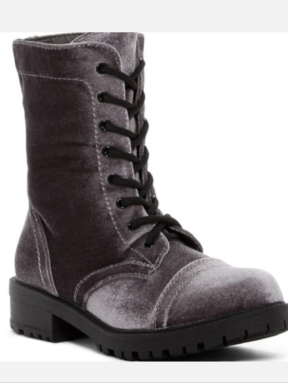 Madden Girl Purple Velvet Lace-Up Combat Boots